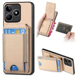 For Realme C53 Carbon Fiber Vertical Flip Wallet Stand Phone Case(Khaki)