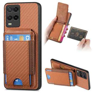 For Realme 8 5G Carbon Fiber Vertical Flip Wallet Stand Phone Case(Brown)