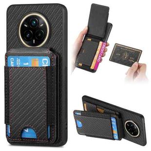 For Realme 14 Pro+ Carbon Fiber Vertical Flip Wallet Stand Phone Case(Black)