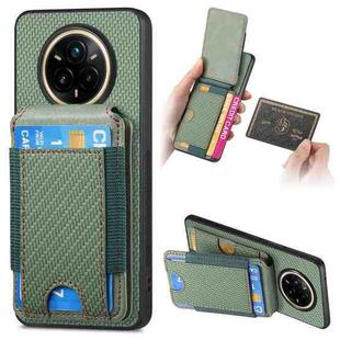 For Realme 14 Pro+ Carbon Fiber Vertical Flip Wallet Stand Phone Case(Green)