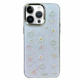 For iPhone 13 Pro 3D Bow Pearl Love Flower TPU Phone Case(Butterfly Love Flowers)