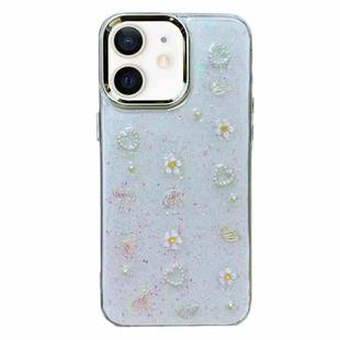 For iPhone  12 3D Bow Pearl Love Flower TPU Phone Case(Butterfly Love Flowers)