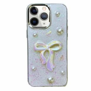 For iPhone 12 Pro Max 3D Bow Pearl Love Flower TPU Phone Case(Butterfly Love Flowers)