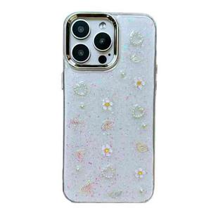 For iPhone 16 3D Bow Pearl Love Flower TPU Phone Case(Butterfly Love Flowers)