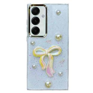 For Samsung Galaxy S24 5G Three-dimensional Bow Pearl Love Flower TPU  Phone Case(Pearl Bow)