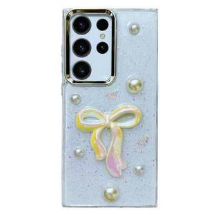 For Samsung Galaxy S23 Ultra 5G Three-dimensional Bow Pearl Love Flower TPU  Phone Case(Pearl Bow)