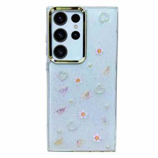 For Samsung Galaxy S23 Ultra 5G Three-dimensional Bow Pearl Love Flower TPU  Phone Case(Butterfly Love Flowers)