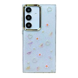 For Samsung Galaxy S24 FE 5G Three-dimensional Bow Pearl Love Flower TPU  Phone Case(Butterfly Love Flowers)