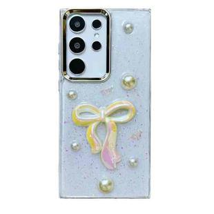 For Samsung Galaxy S25 Ultra 5G Three-dimensional Bow Pearl Love Flower TPU  Phone Case(Pearl Bow)