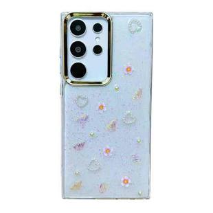 For Samsung Galaxy S25 Ultra 5G Three-dimensional Bow Pearl Love Flower TPU  Phone Case(Butterfly Love Flowers)