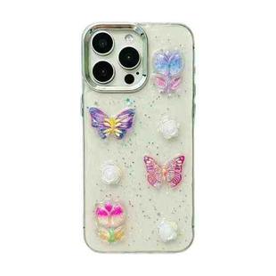 For iPhone 13 3D Colorful Crystal Butterfly TPU Phone Case(Butterful Flowers)