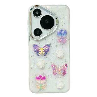 For Huawei Pura 70 Pro 3D Colorful Crystal Butterfly TPU Phone Case(Buterfly Flowers)