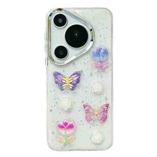 For Huawei Pura 70 3D Colorful Crystal Butterfly TPU Phone Case(Buterfly Flowers)