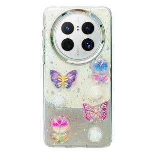 For Huawei Mate 50 Pro Three-dimensional Colorful Crystal Butterfiy TPU Phone Case(Butterfly Flowers)