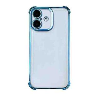 For iPhone 16 Electrpolated Space Four-corner Shockproof TPU Phone Case(Blue)