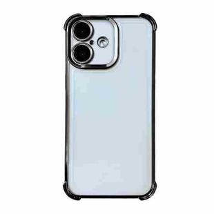 For iPhone 16 Electrpolated Space Four-corner Shockproof TPU Phone Case(Black)