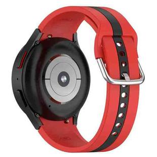 For Samsung Galaxy Watch FE Two Color Stripe Silicone Watch Band(Red Black)