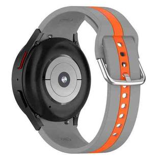 For Samsung Galaxy Watch FE Two Color Stripe Silicone Watch Band(Gray Orange)