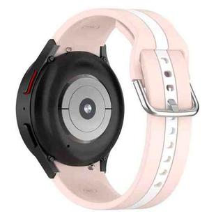 For Samsung Galaxy Watch 7 47mm Two Color Stripe Silicone Watch Band(Pink white)