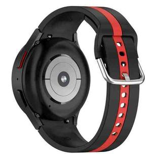 For Samsung Galaxy Watch 7 47mm Two Color Stripe Silicone Watch Band(Black Red)