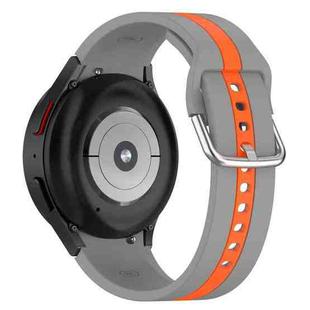 For Samsung Galaxy Watch 7 47mm Two Color Stripe Silicone Watch Band(Gray Orange)