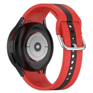 For Samsung Galaxy Watch 7 40 / 44mm Two Color Stripe Silicone Watch Band(Red Black)