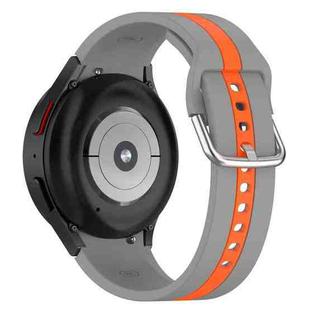 For Samsung Galaxy Watch 7 40 / 44mm Two Color Stripe Silicone Watch Band(Gray Orange)