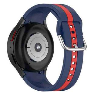 For Samsung Galaxy Watch 7 40 / 44mm Two Color Stripe Silicone Watch Band(Blue Red)