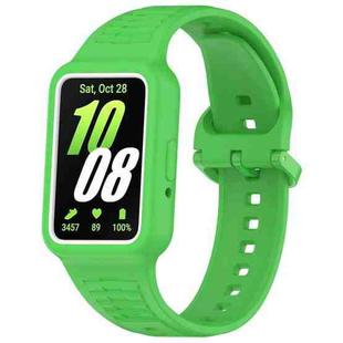 For  Huawei Band 8 NFC Two Color Frame Integrated Silicone Watch Band(Fluorescent Green)