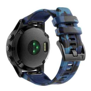 For Garmin Fenix 7X / 7X Pro / Tactix 7 Camouflage Quick Release Silicone Watch Band(Blue)