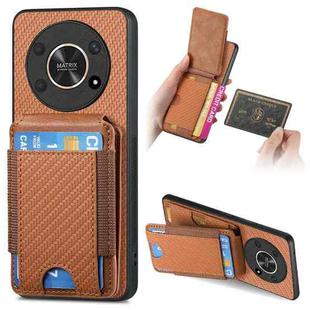 For Honor X30 / X9 5G Carbon Fiber Vertical Flip Wallet Stand Phone Case(Brown)