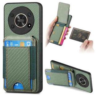 For Honor X30 / X9 5G Carbon Fiber Vertical Flip Wallet Stand Phone Case(Green)