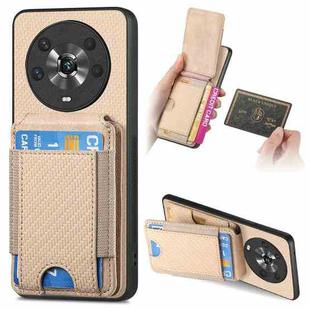 For Honor Magic4 5G Carbon Fiber Vertical Flip Wallet Stand Phone Case(Khaki)