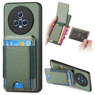 For Honor Magic5 Carbon Fiber Vertical Flip Wallet Stand Phone Case(Green)