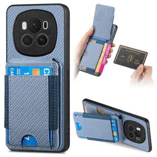 For Honor Magic6 Carbon Fiber Vertical Flip Wallet Stand Phone Case(Blue)