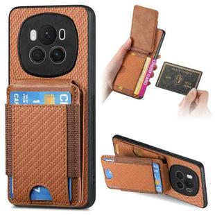 For Honor Magic6 Carbon Fiber Vertical Flip Wallet Stand Phone Case(Brown)