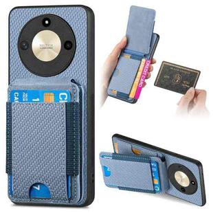 For Honor X40 / X9a Carbon Fiber Vertical Flip Wallet Stand Phone Case(Blue)