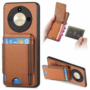 For Honor X40 / X9a Carbon Fiber Vertical Flip Wallet Stand Phone Case(Brown)