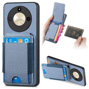 For Honor X50 5G Carbon Fiber Vertical Flip Wallet Stand Phone Case(Blue)