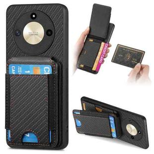 For Honor X50 5G Carbon Fiber Vertical Flip Wallet Stand Phone Case(Black)