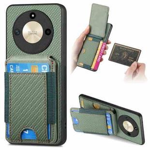 For Honor X50 5G Carbon Fiber Vertical Flip Wallet Stand Phone Case(Green)