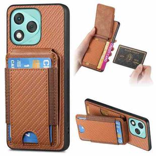 For Honor 400 Lite Global Carbon Fiber Vertical Flip Wallet Stand Phone Case(Brown)