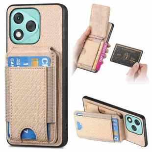 For Honor 400 Lite Global Carbon Fiber Vertical Flip Wallet Stand Phone Case(Khaki)
