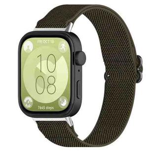 For Huawei Watch Fit 3 Ethnic Style Elastic Nylon Watch Band(Army Green)