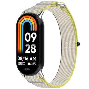 For Xiaomi Mi Band 8 Loop Nylon Hook and Loop Fastener Watch Band(Yellow Gray)