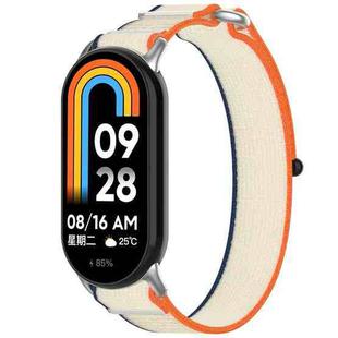 For Xiaomi Mi Band 8 Loop Nylon Hook and Loop Fastener Watch Band(Orange Beige)