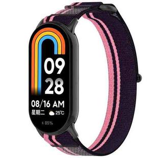 For Xiaomi Mi Band 8 NFC Loop Nylon Hook and Loop Fastener Watch Band(Pink Purple)