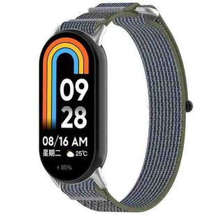 For Xiaomi Mi Band 8 NFC Loop Nylon Hook and Loop Fastener Watch Band(Green Gray)