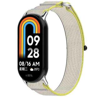 For Xiaomi Mi Band 8 NFC Loop Nylon Hook and Loop Fastener Watch Band(Yellow Gray)