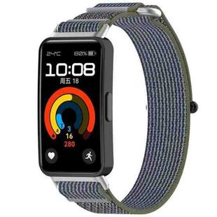 For Huawei Band 9 NFC Loop Nylon Hook and Loop Fastener Watch Band(Green Gray)
